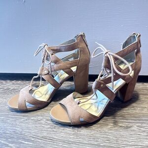 Francesca's Collections Tan Lace-Up Heels